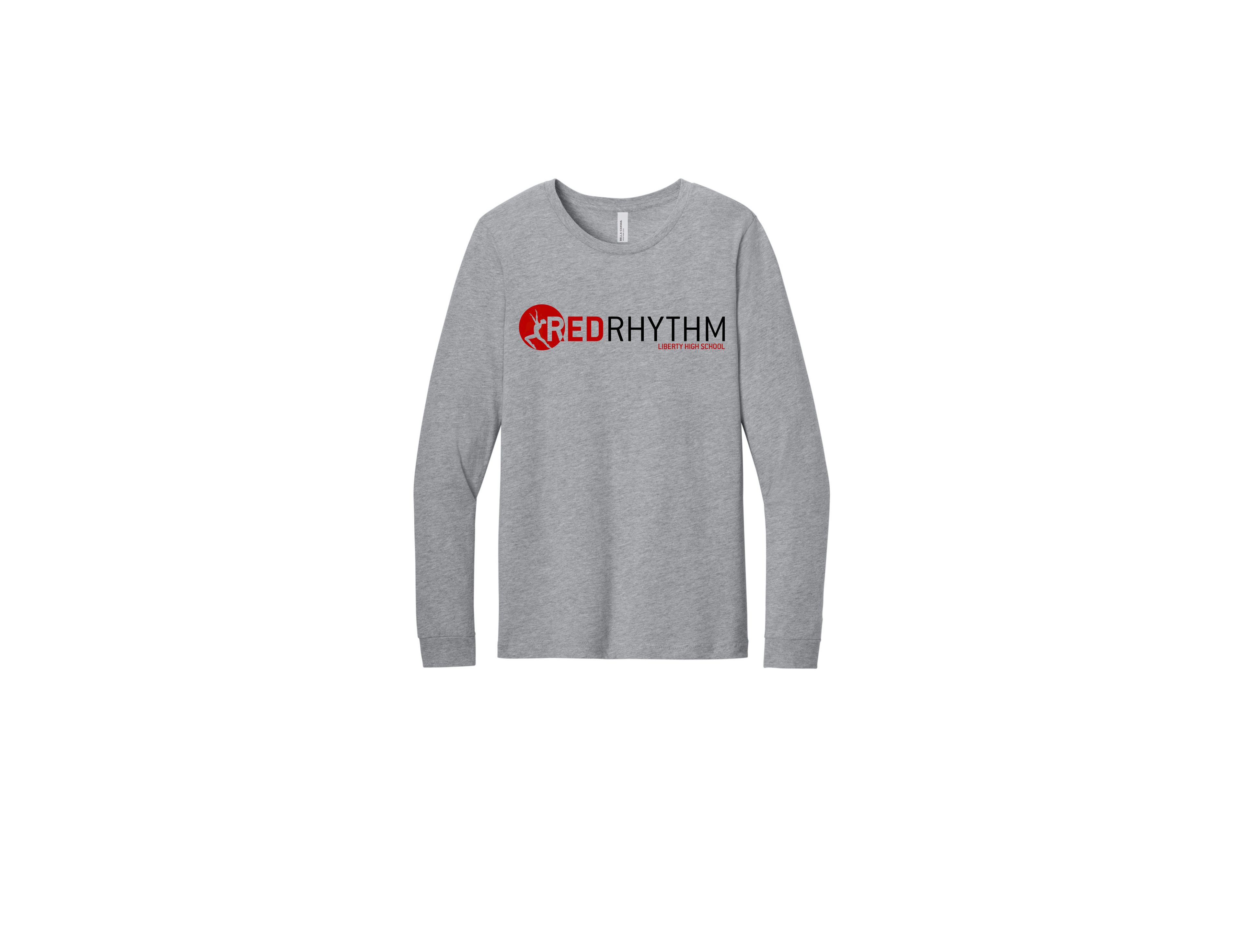 LHS Grey Round Neck Long Sleeve Full Red Rhythm Logo in Black