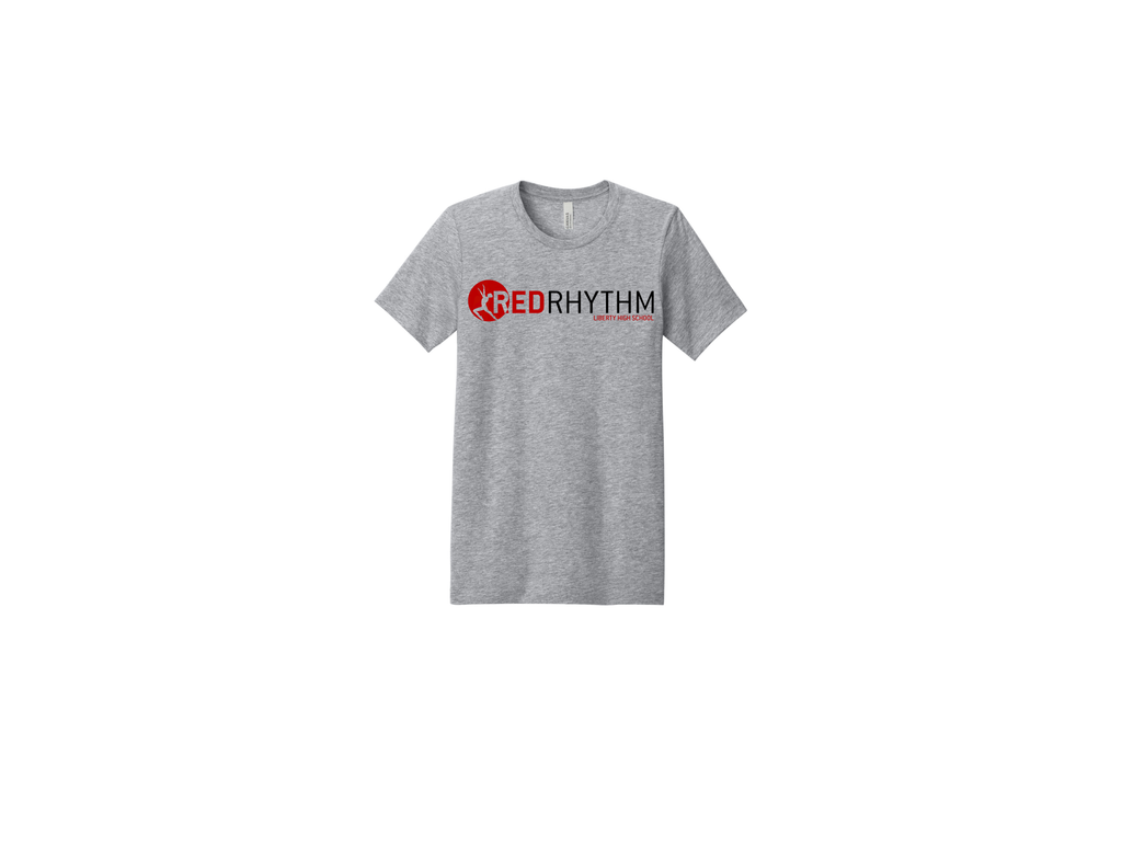 LHS Grey Round Neck Short Sleeve Red Rhythm Logo in Red