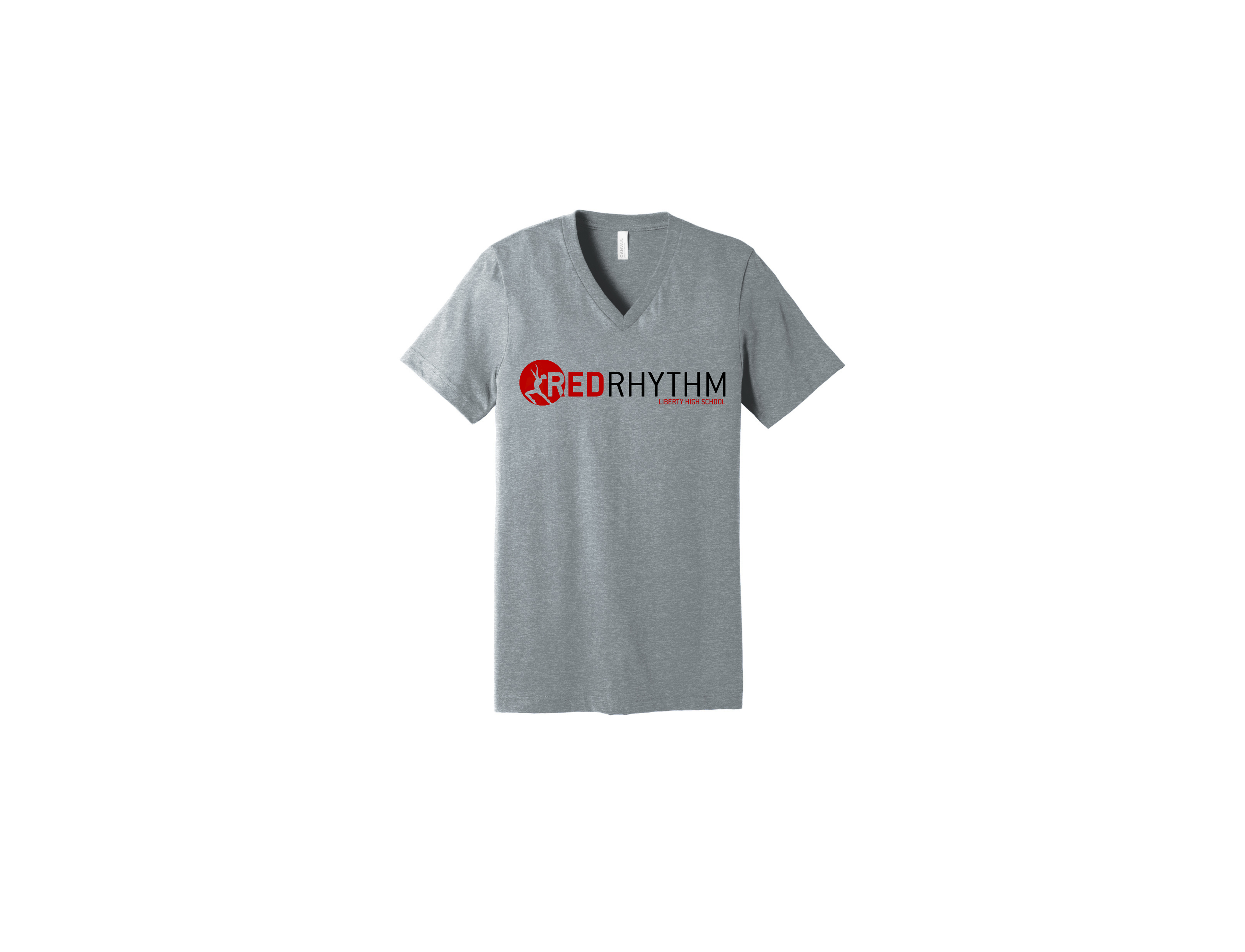 LHS Grey V Neck Short Sleeve Full Red Rhythm Logo