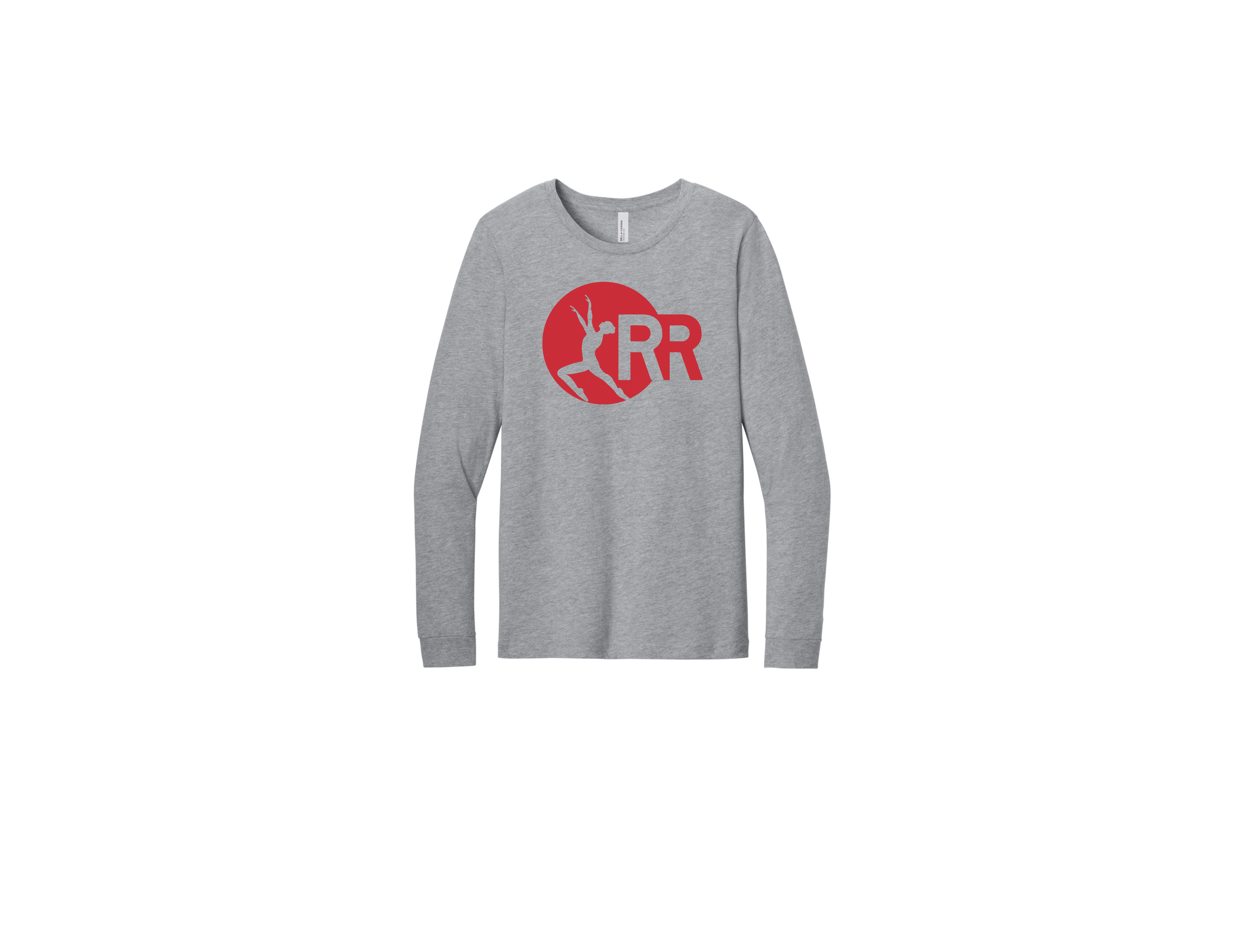 LHS Grey Round Neck Long Sleeve Red Rhythm Logo in Red