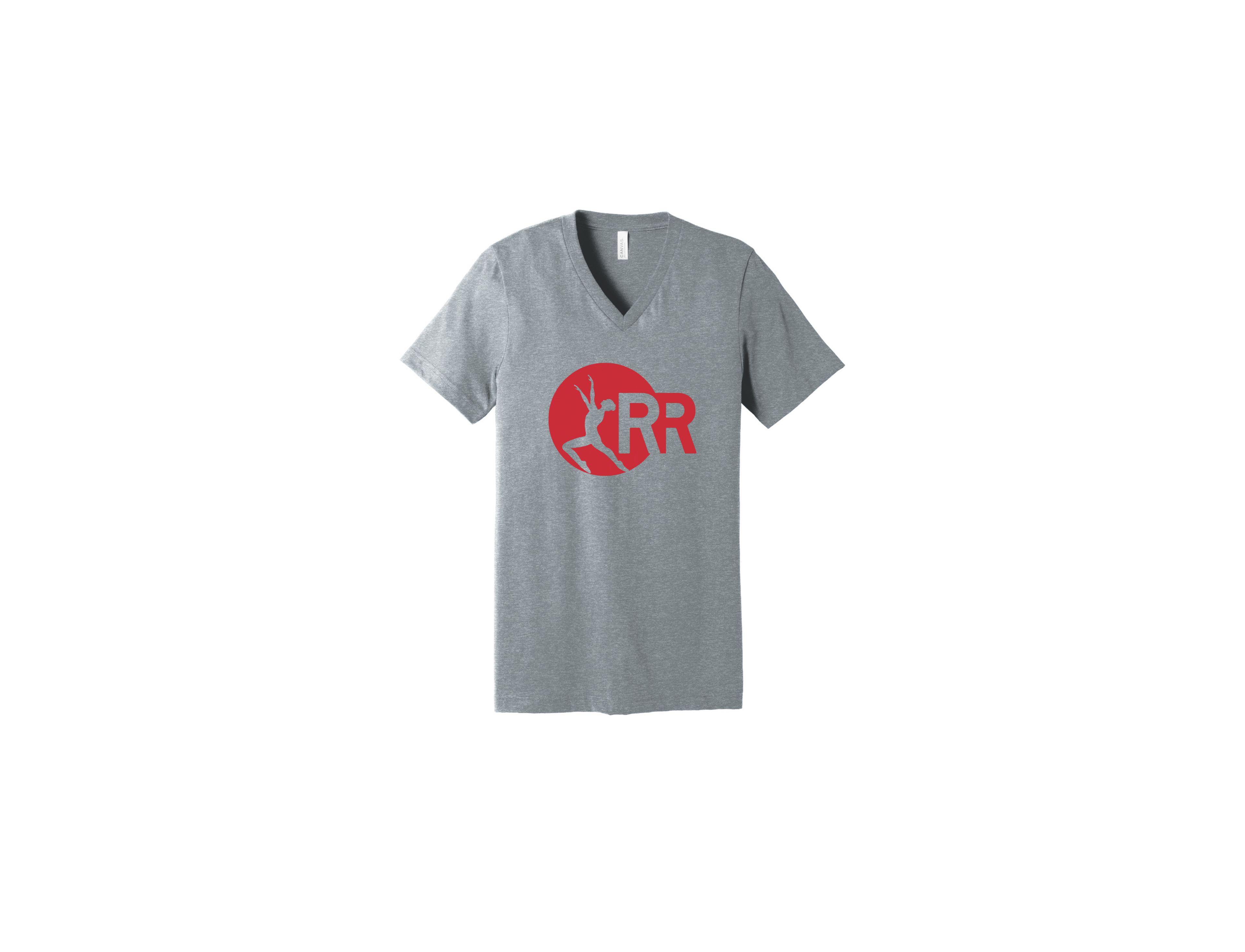 LHS Grey V Neck Short Sleeve Red Rhythm Logo in Red