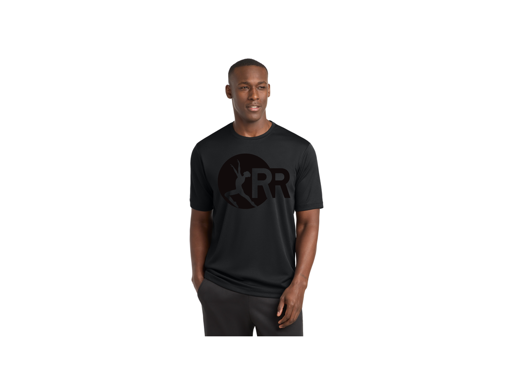 LHS Men's Black Moisture Wicking Tee with Large RR Tone on Tone
