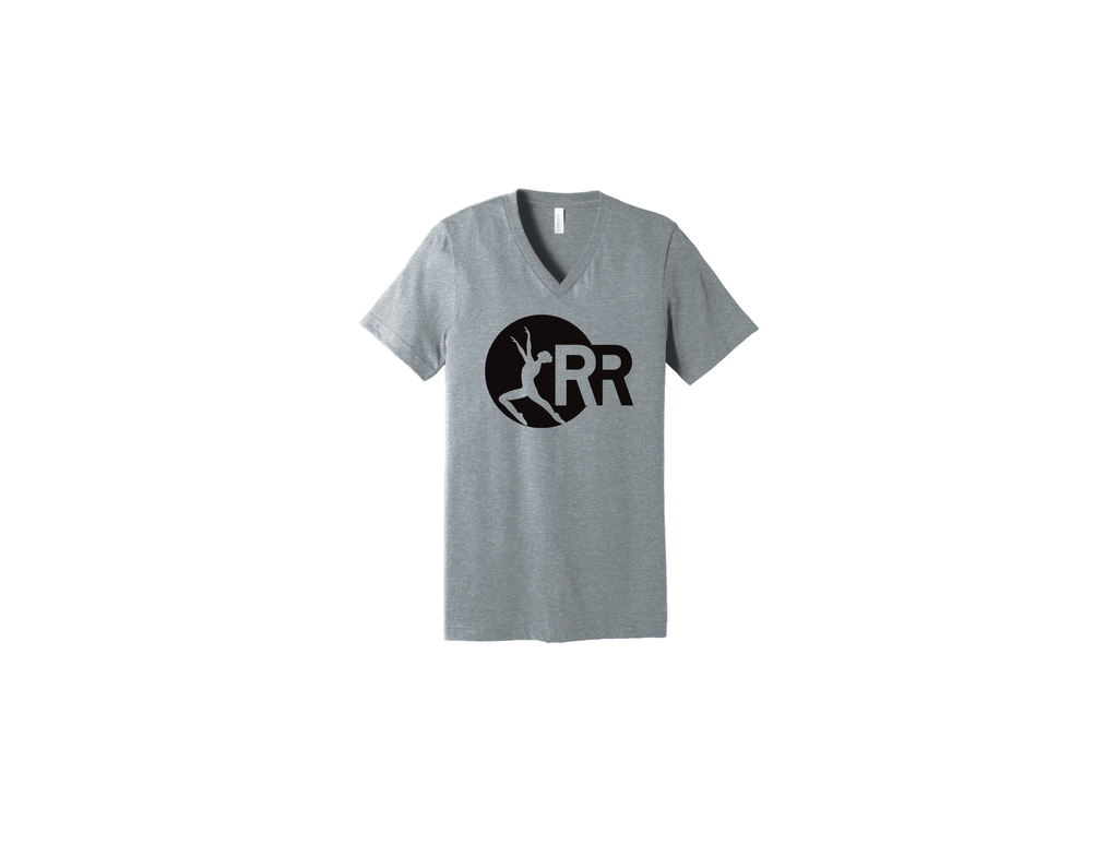 LHS Grey V Neck Short Sleeve Red Rhythm Logo in Black
