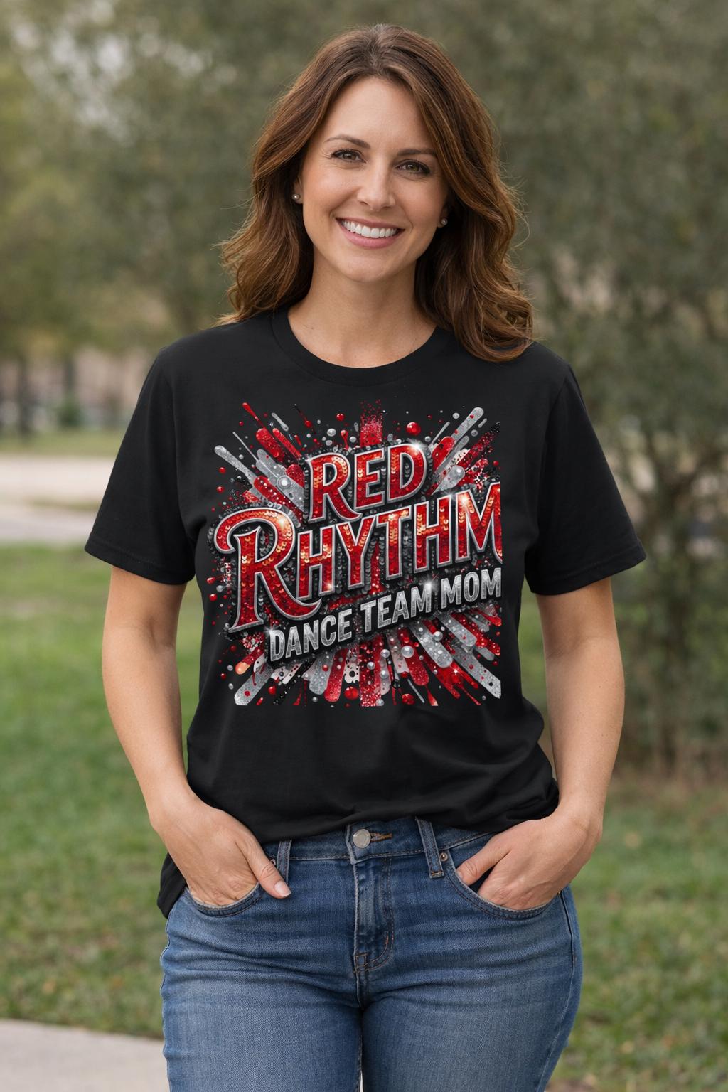 LHS Round Neck Faux Sequin MOM Short Sleeve Tee Shirt